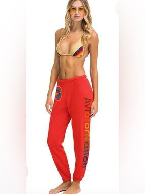 Aviator Nation Red Rainbow Venice Joggers xs NWT